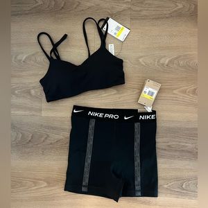 NWT Nike biker shorts + sports bra